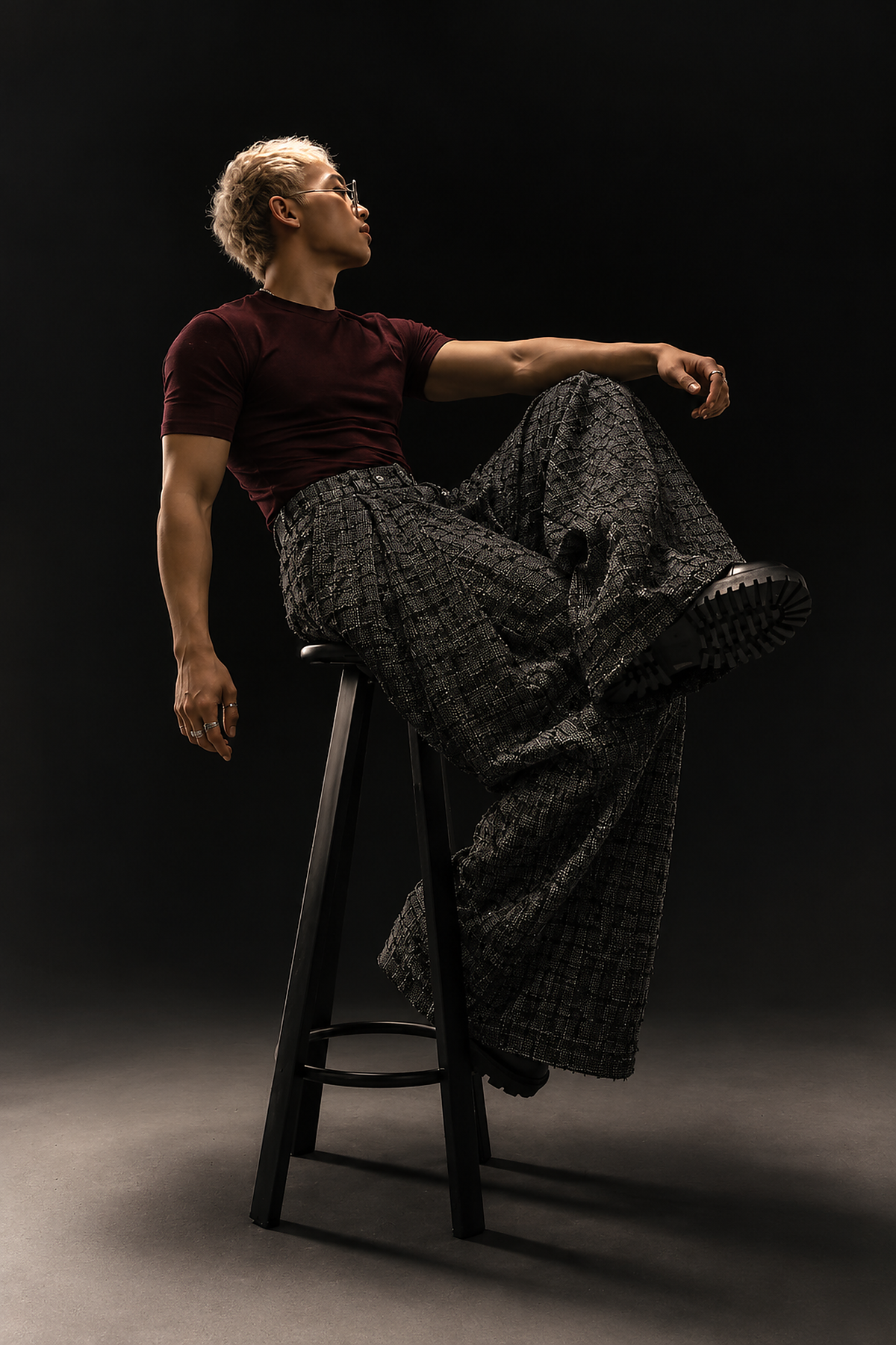 Textured balloon pants