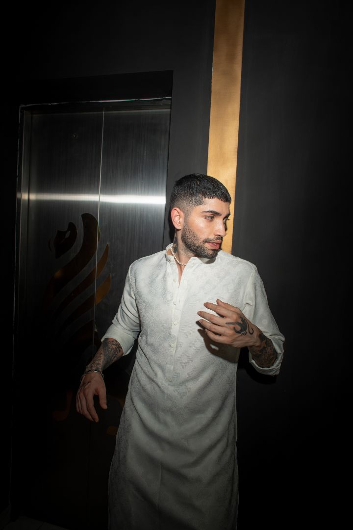 White silk  kurta shirt