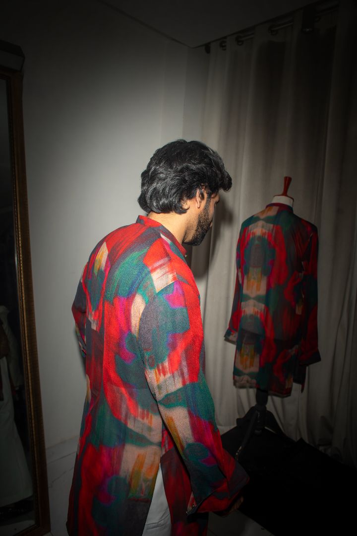 Red fade Kameez