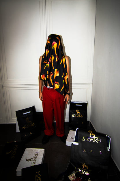 Printed Men's Shirt & Red Trousers Set