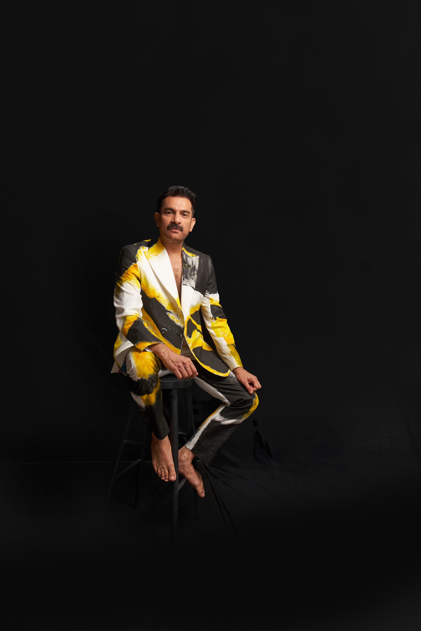 black and yellow long coat and pent