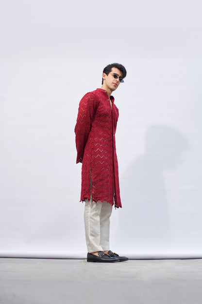Men red kurta