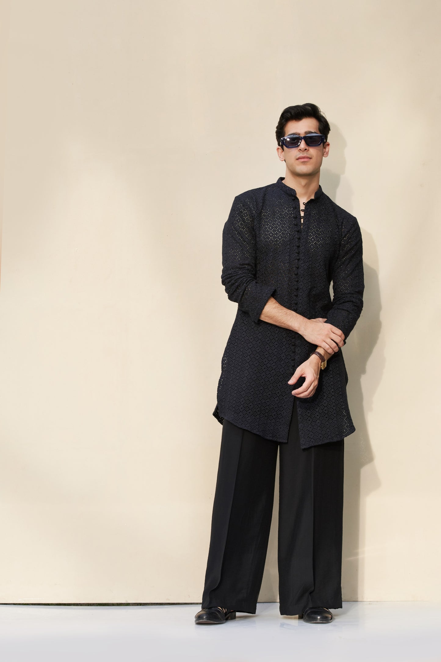 Men black kurta