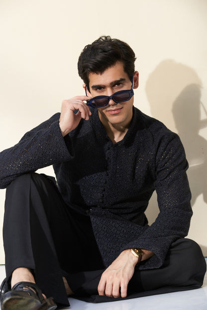 Men black kurta