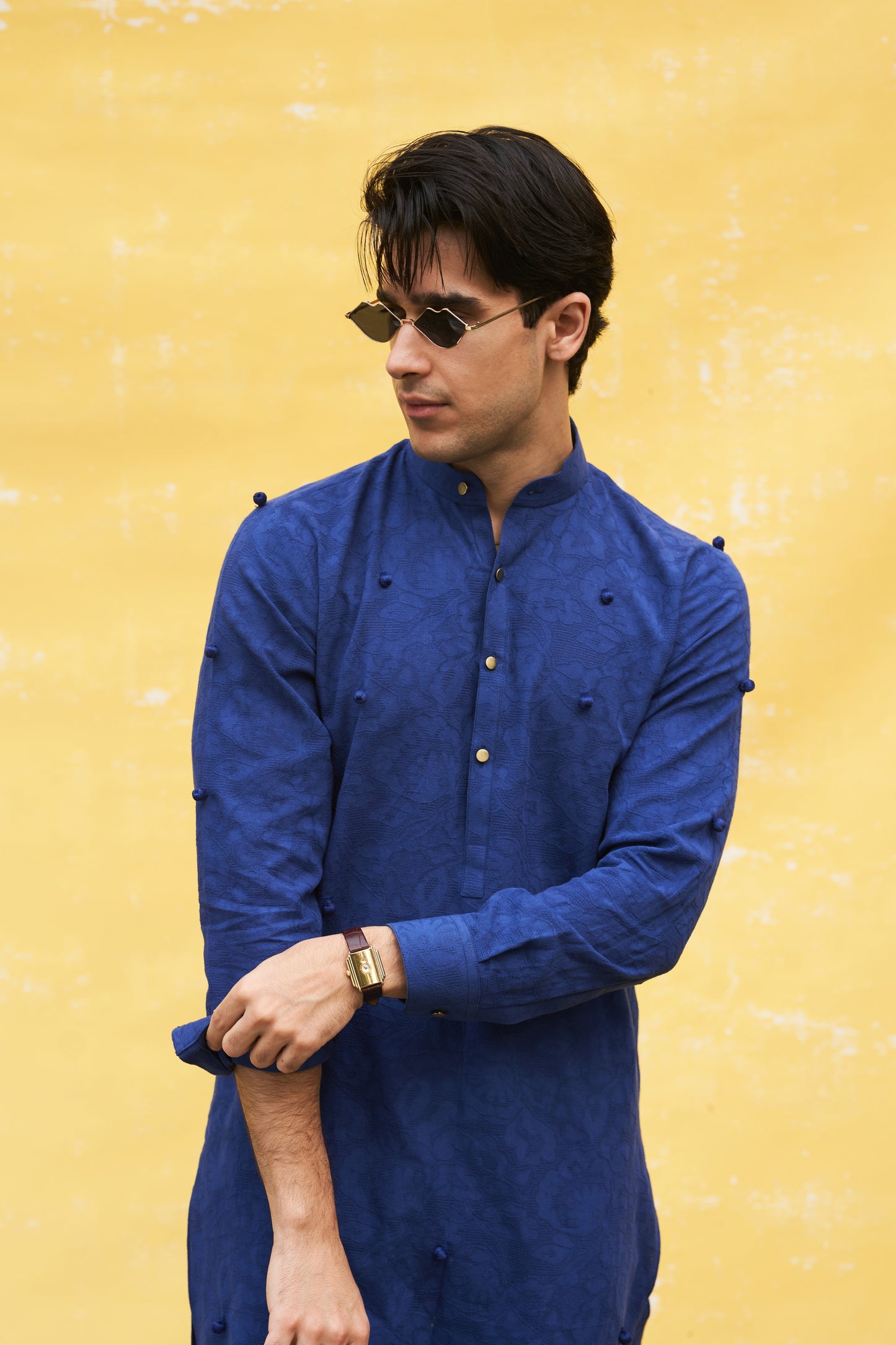 Blue kurta with lvory trouser