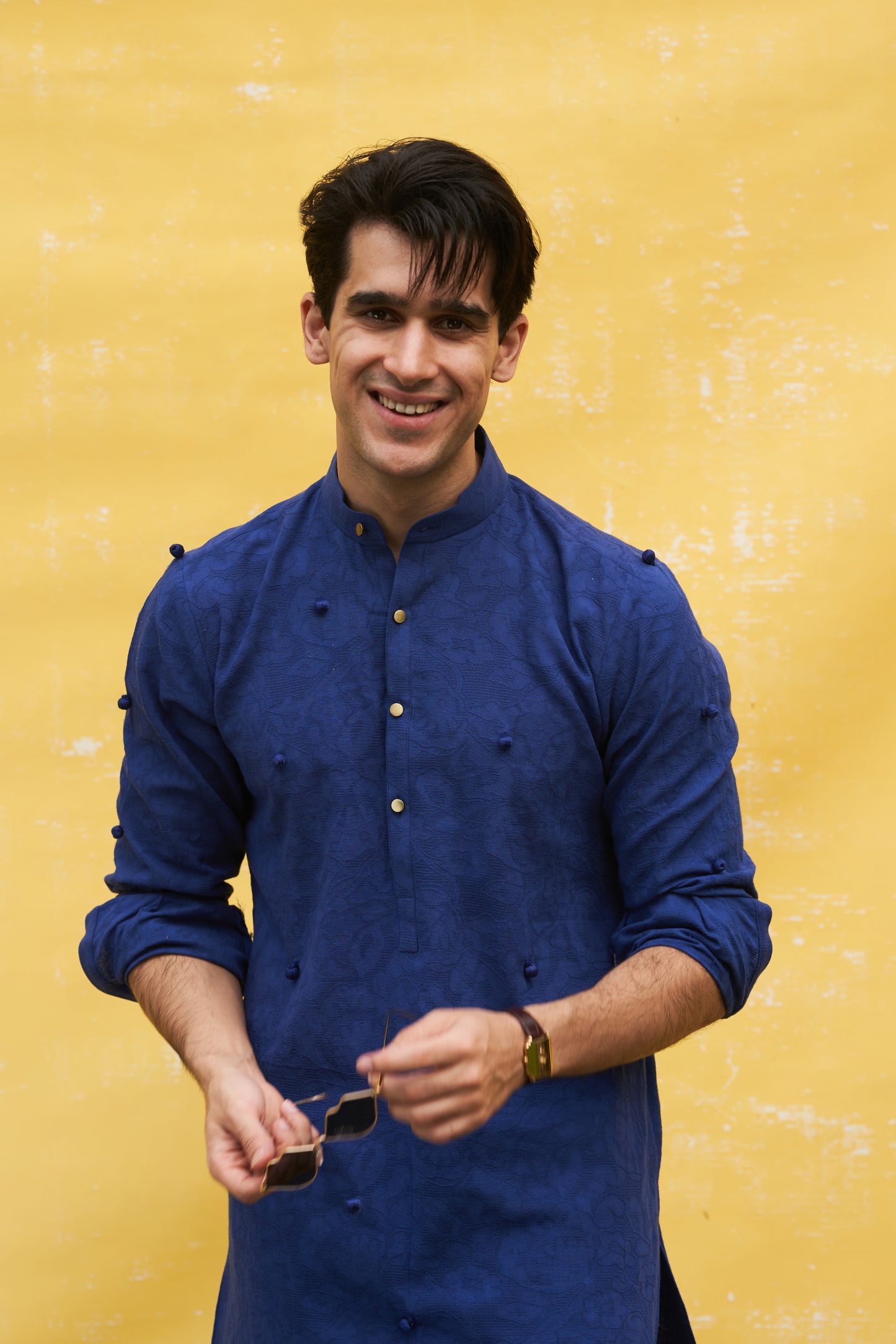Blue kurta with lvory trouser