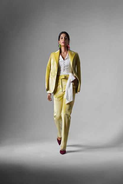 Women yellow blazer and pent