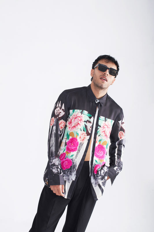Delusion print men shirt