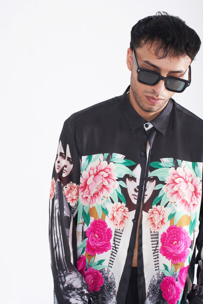 Delusion print men shirt