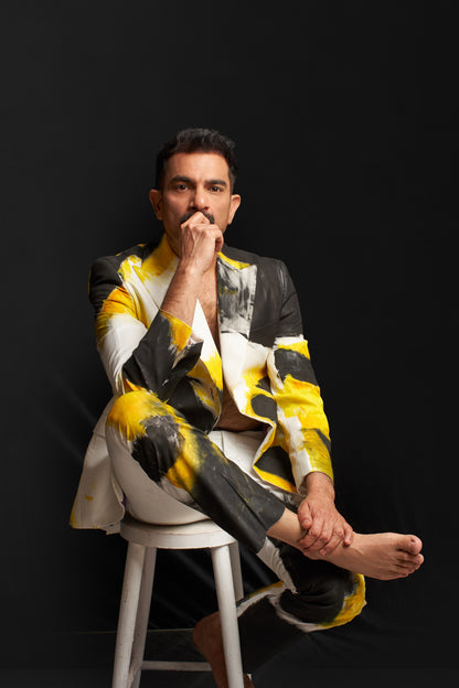black and yellow long coat and pent